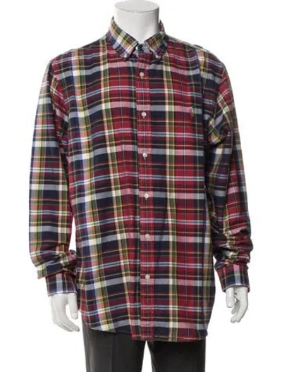 Pre-owned Polo Ralph Lauren Plaid Print Collar Sweatshirt In Multicolor