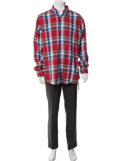Pre-owned Polo Ralph Lauren Plaid Print Collar Sweatshirt In Multicolor