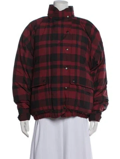 Pre-owned Polo Ralph Lauren Plaid Print Down Jacket In Red