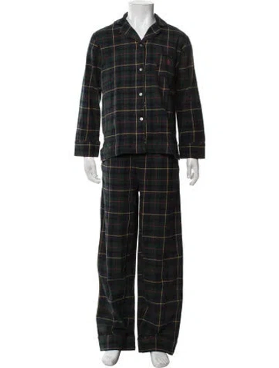 Pre-owned Polo Ralph Lauren Plaid Print Embroidered Accent Pajama Bottoms W/ Tags In Multicolor