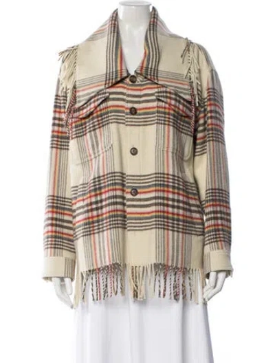 Pre-owned Polo Ralph Lauren Plaid Print Jacket In Neutral