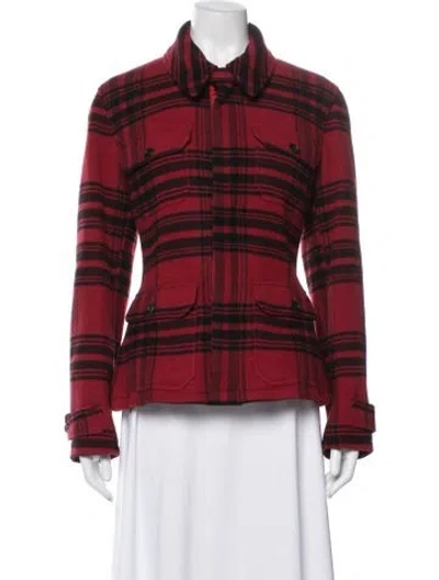 Pre-owned Polo Ralph Lauren Plaid Print Jacket In Red