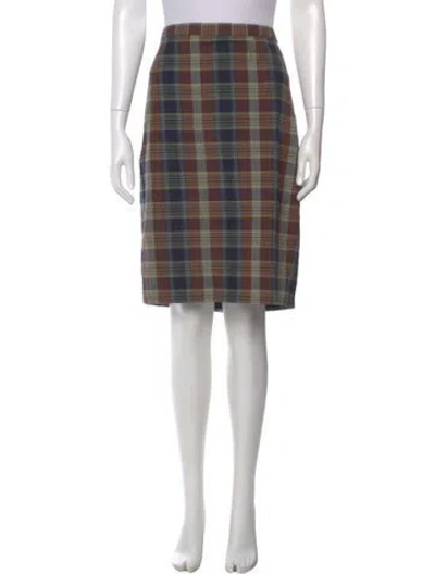 Pre-owned Polo Ralph Lauren Plaid Print Knee-length Skirt In Green