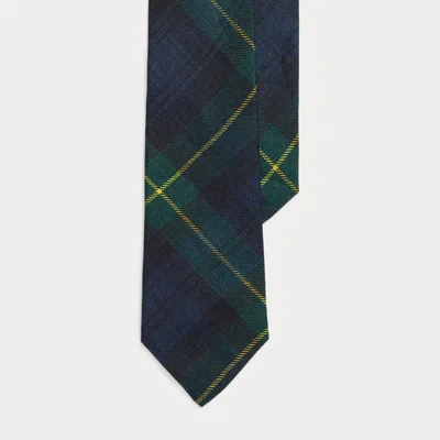 Polo Ralph Lauren Plaid-print Linen Tie In Navy/green