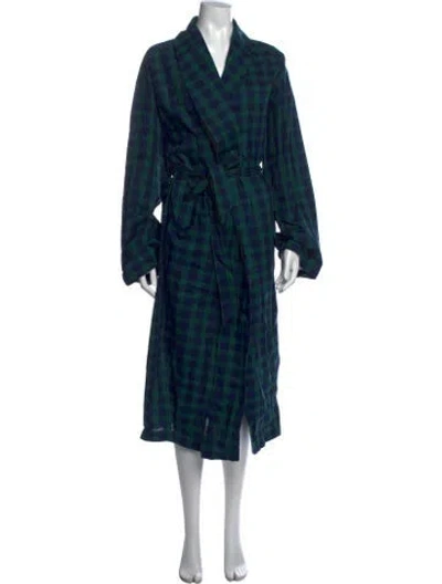 Pre-owned Polo Ralph Lauren Plaid Print Long Dress In Green