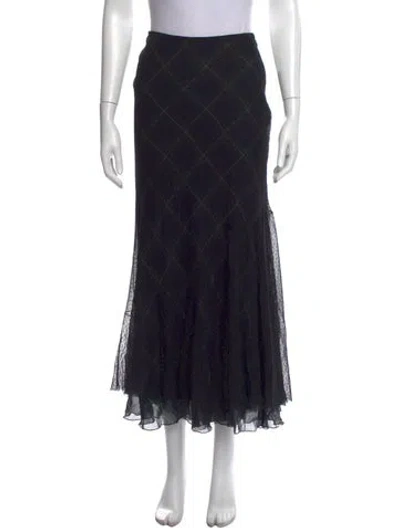 Pre-owned Polo Ralph Lauren Plaid Print Long Skirt In Black
