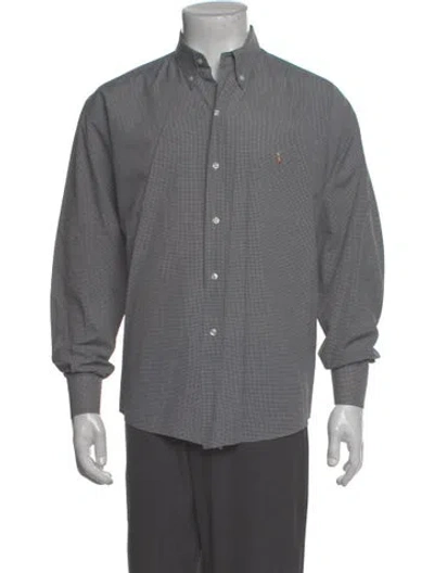 Pre-owned Polo Ralph Lauren Plaid Print Long Sleeve Dress Shirt In Black