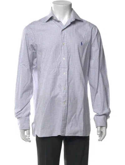 Pre-owned Polo Ralph Lauren Plaid Print Long Sleeve Dress Shirt In Blue
