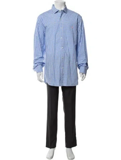 Pre-owned Polo Ralph Lauren Plaid Print Long Sleeve Dress Shirt In Blue