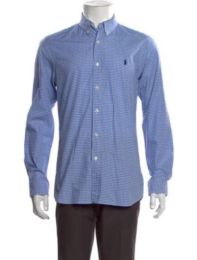 Pre-owned Polo Ralph Lauren Plaid Print Long Sleeve Dress Shirt In Blue