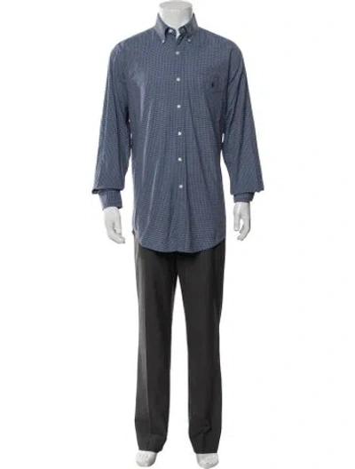 Pre-owned Polo Ralph Lauren Plaid Print Long Sleeve Dress Shirt In Blue