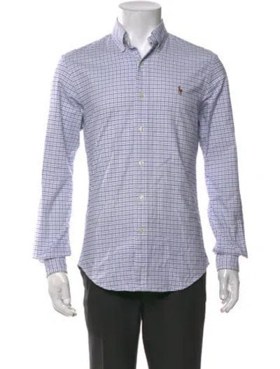 Pre-owned Polo Ralph Lauren Plaid Print Long Sleeve Dress Shirt In Blue