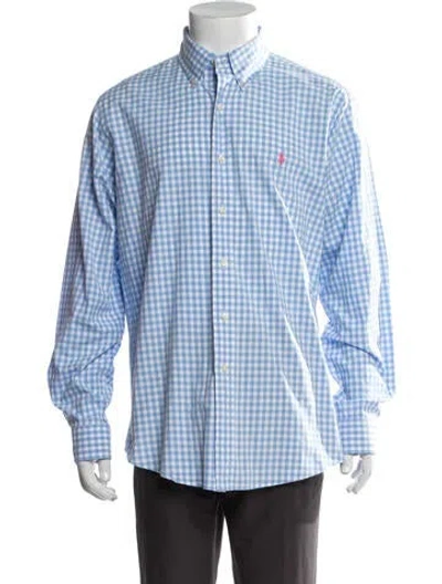 Pre-owned Polo Ralph Lauren Plaid Print Long Sleeve Dress Shirt In Blue