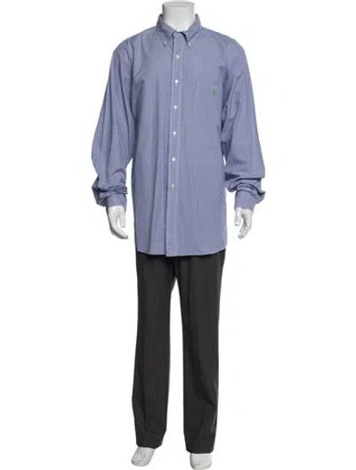 Pre-owned Polo Ralph Lauren Plaid Print Long Sleeve Dress Shirt In Blue