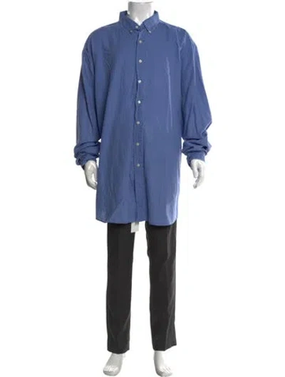 Pre-owned Polo Ralph Lauren Plaid Print Long Sleeve Dress Shirt In Blue