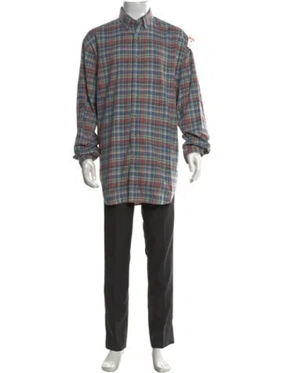 Pre-owned Polo Ralph Lauren Plaid Print Long Sleeve Dress Shirt In Blue