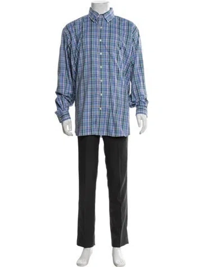 Pre-owned Polo Ralph Lauren Plaid Print Long Sleeve Dress Shirt In Blue