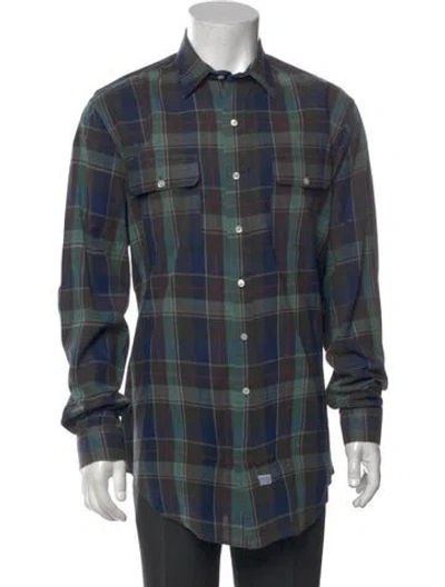 Pre-owned Polo Ralph Lauren Plaid Print Long Sleeve Dress Shirt In Blue