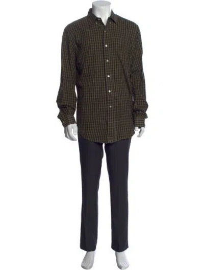 Pre-owned Polo Ralph Lauren Plaid Print Long Sleeve Dress Shirt In Green