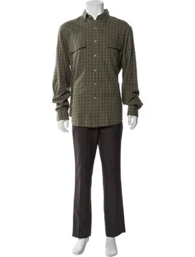 Pre-owned Polo Ralph Lauren Plaid Print Long Sleeve Dress Shirt In Green