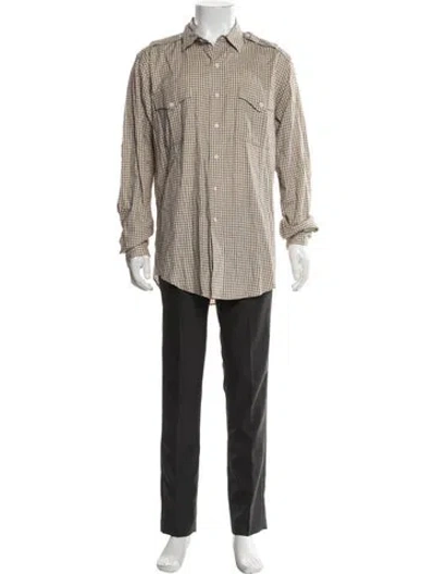 Pre-owned Polo Ralph Lauren Plaid Print Long Sleeve Dress Shirt In Neutrals