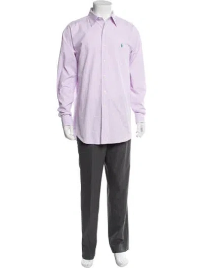 Pre-owned Polo Ralph Lauren Plaid Print Long Sleeve Dress Shirt In Pink
