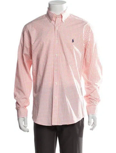 Pre-owned Polo Ralph Lauren Plaid Print Long Sleeve Dress Shirt In Pink