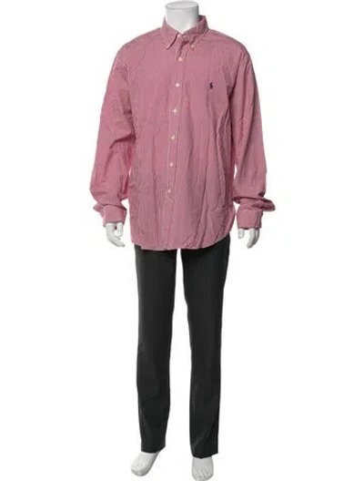 Pre-owned Polo Ralph Lauren Plaid Print Long Sleeve Dress Shirt In Pink
