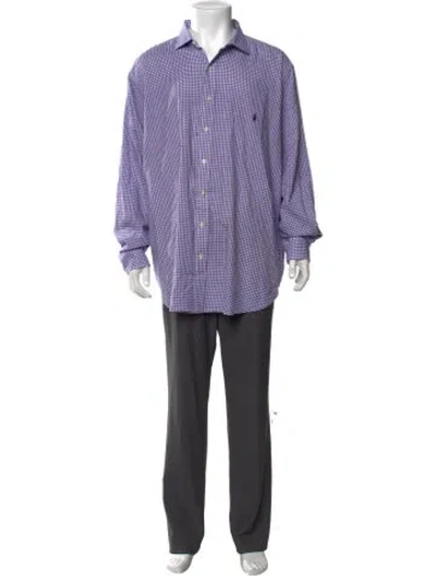 Pre-owned Polo Ralph Lauren Plaid Print Long Sleeve Dress Shirt In Purple