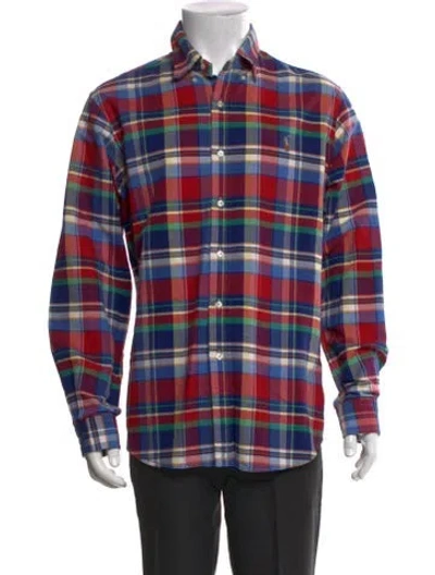 Pre-owned Polo Ralph Lauren Plaid Print Long Sleeve Dress Shirt In Red