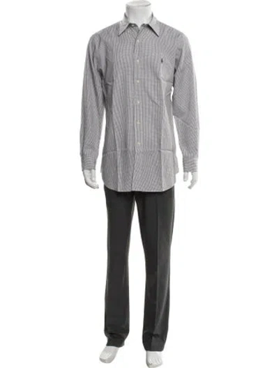 Pre-owned Polo Ralph Lauren Plaid Print Long Sleeve Dress Shirt W/ Tags In Black/white
