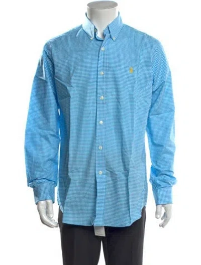 Pre-owned Polo Ralph Lauren Plaid Print Long Sleeve Dress Shirt W/ Tags In Blue