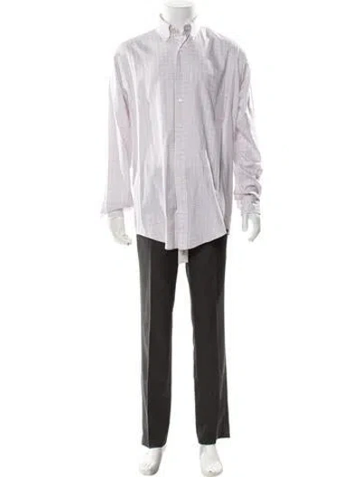 Pre-owned Polo Ralph Lauren Plaid Print Long Sleeve Dress Shirt In White