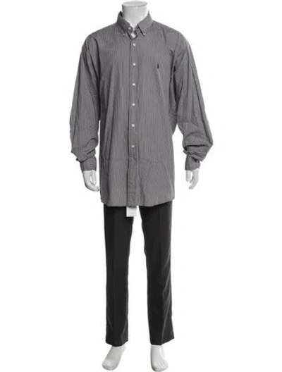 Pre-owned Polo Ralph Lauren Plaid Print Long Sleeve Dress Shirt In White