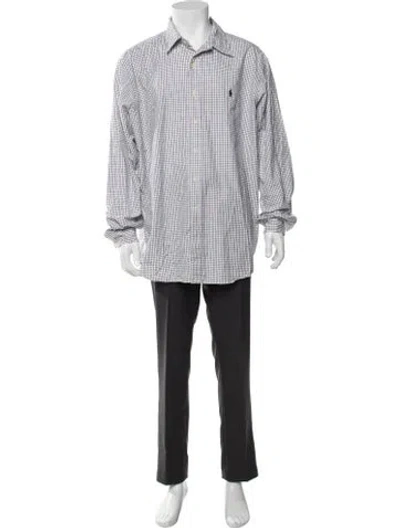 Pre-owned Polo Ralph Lauren Plaid Print Long Sleeve Dress Shirt In White
