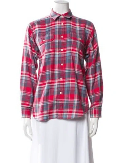 Pre-owned Polo Ralph Lauren Plaid Print Long Sleeve Polo In Blue