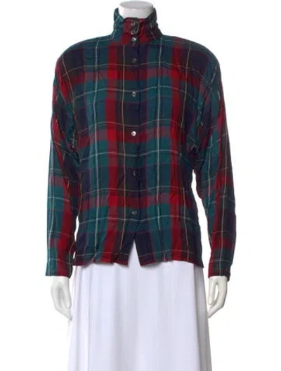 Pre-owned Polo Ralph Lauren Plaid Print Long Sleeve Polo In Green
