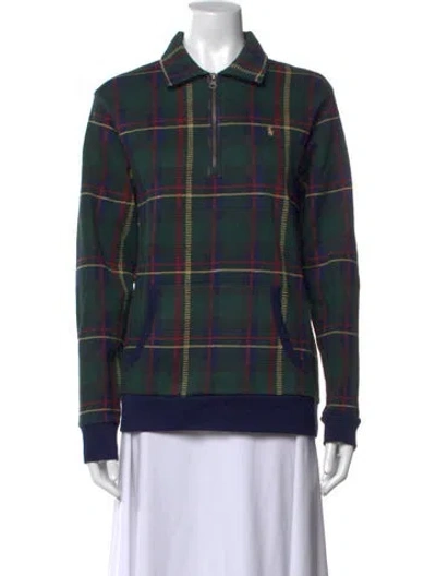 Pre-owned Polo Ralph Lauren Plaid Print Long Sleeve Polo In Green