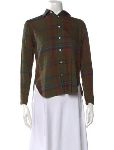 Pre-owned Polo Ralph Lauren Plaid Print Long Sleeve Polo In Green