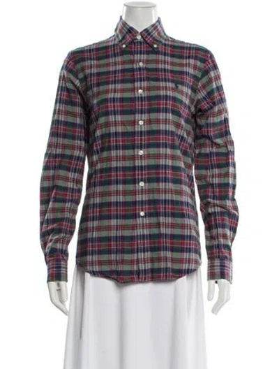Pre-owned Polo Ralph Lauren Plaid Print Long Sleeve Polo In Multi