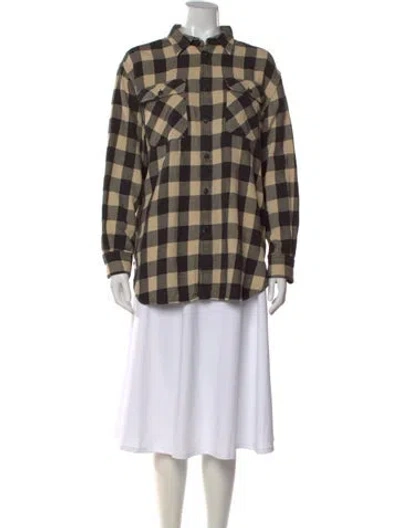 Pre-owned Polo Ralph Lauren Plaid Print Long Sleeve Polo In Neutral