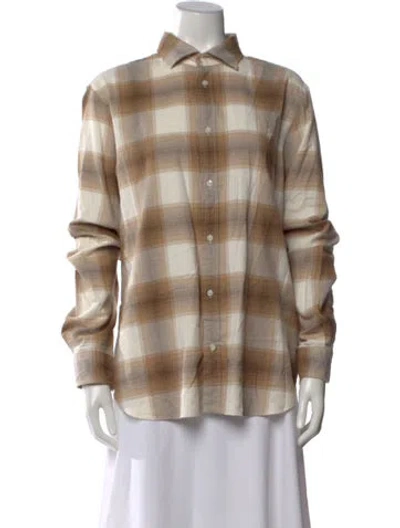 Pre-owned Polo Ralph Lauren Plaid Print Long Sleeve Polo In Neutral