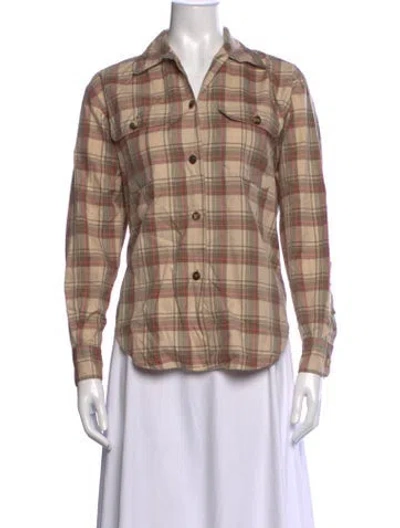 Pre-owned Polo Ralph Lauren Plaid Print Long Sleeve Polo In Neutrals