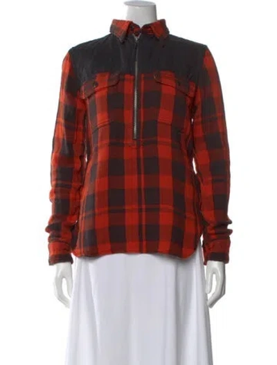 Pre-owned Polo Ralph Lauren Plaid Print Long Sleeve Polo In Orange
