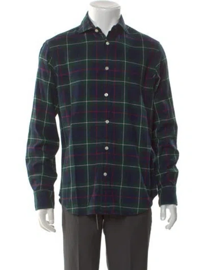 Pre-owned Polo Ralph Lauren Plaid Print Long Sleeve Shirt In Blue
