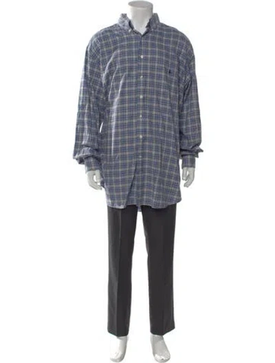 Pre-owned Polo Ralph Lauren Plaid Print Long Sleeve Shirt In Blue