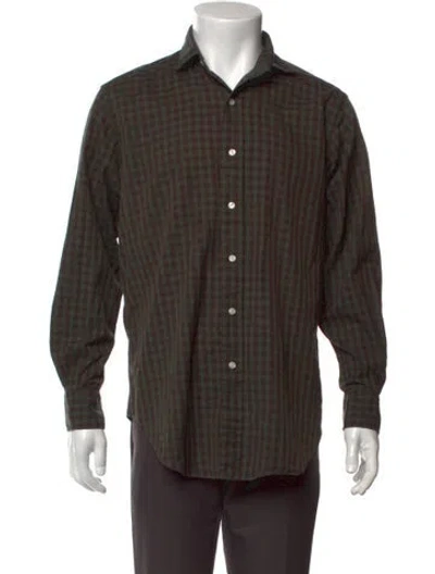Pre-owned Polo Ralph Lauren Plaid Print Long Sleeve Shirt In Brown