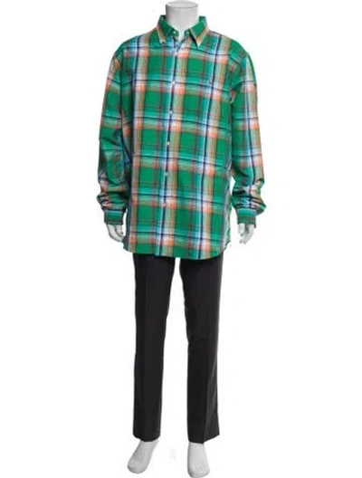 Pre-owned Polo Ralph Lauren Plaid Print Long Sleeve Shirt In Green