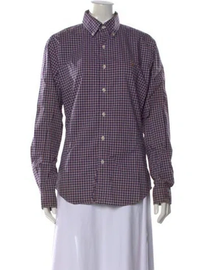 Pre-owned Polo Ralph Lauren Plaid Print Long Sleeve Tuxedo Shirt In Purple