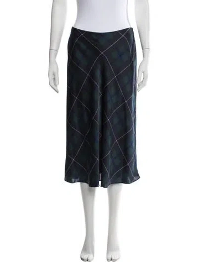 Pre-owned Polo Ralph Lauren Plaid Print Midi Length Skirt In Blue